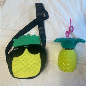 VS PINK pineapple bundle. bag/cooler and cup. Bag/ Cooler used twice. Cu…